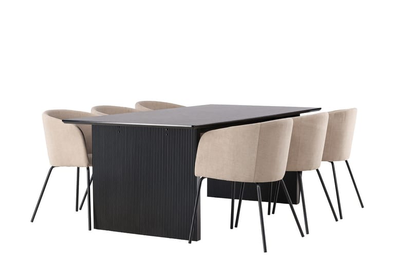 Vail spisebord 200 cm med 6 Berit armstoler med armlener - Møbler - Bord - Spisegruppe