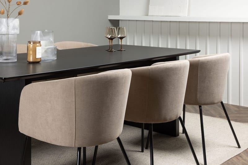 Vail spisebord 200 cm med 6 Berit armstoler med armlener - Møbler - Bord - Spisegruppe