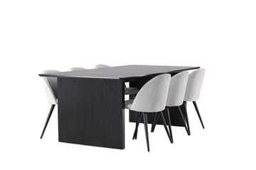 Vail spisebord 200 cm med 6 Velvet kjøkkenstoler i fløyel - Møbler - Bord - Spisegruppe
