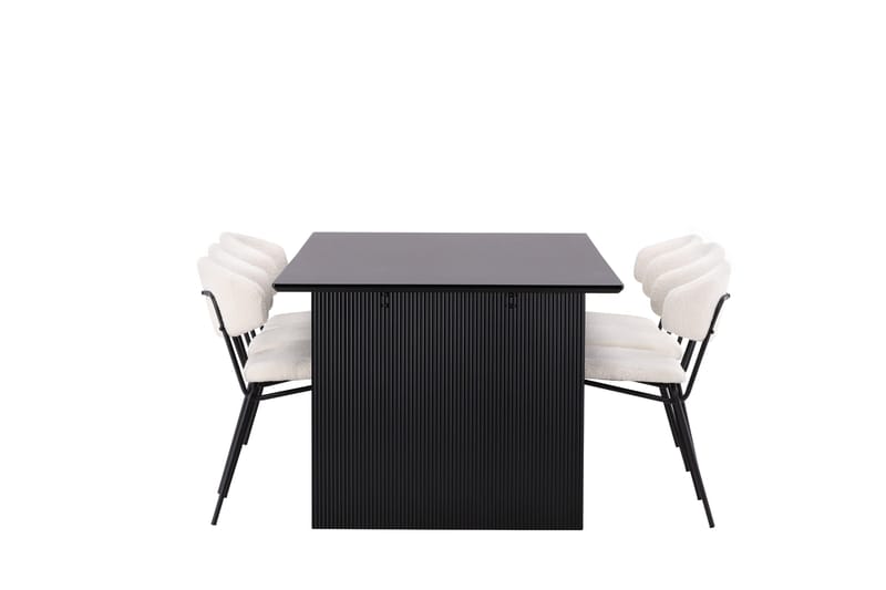 Vail Spisegruppe 200 cm Rektangulær med 6 Chico Stoler - Sort - Møbler - Bord - Spisegruppe