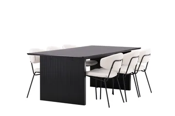 Vail Spisegruppe 200 cm Rektangulær med 6 Chico Stoler - Sort - Møbler - Bord - Spisegruppe