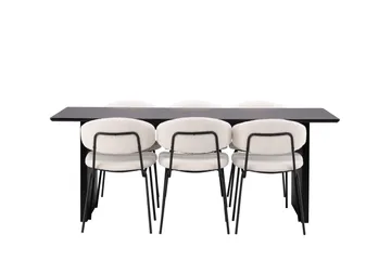 Vail Spisegruppe 200 cm Rektangulær med 6 Chico Stoler - Sort - Møbler - Bord - Spisegruppe