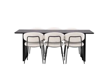 Vail Spisegruppe 200 cm Rektangulær med 6 Chico Stoler - Sort - Møbler - Bord - Spisegruppe