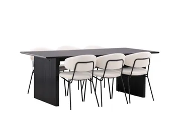 Vail Spisegruppe 200 cm Rektangulær med 6 Chico Stoler - Sort - Møbler - Bord - Spisegruppe