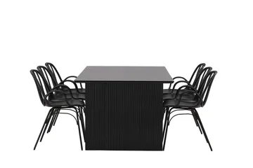 Vail Spisegruppe 200 cm Rektangulær med 6 Dyrön Stoler - Sort - Møbler - Bord - Spisegruppe