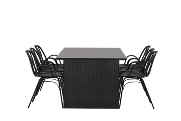 Vail Spisegruppe 200 cm Rektangulær med 6 Dyrön Stoler - Sort - Møbler - Bord - Spisegruppe