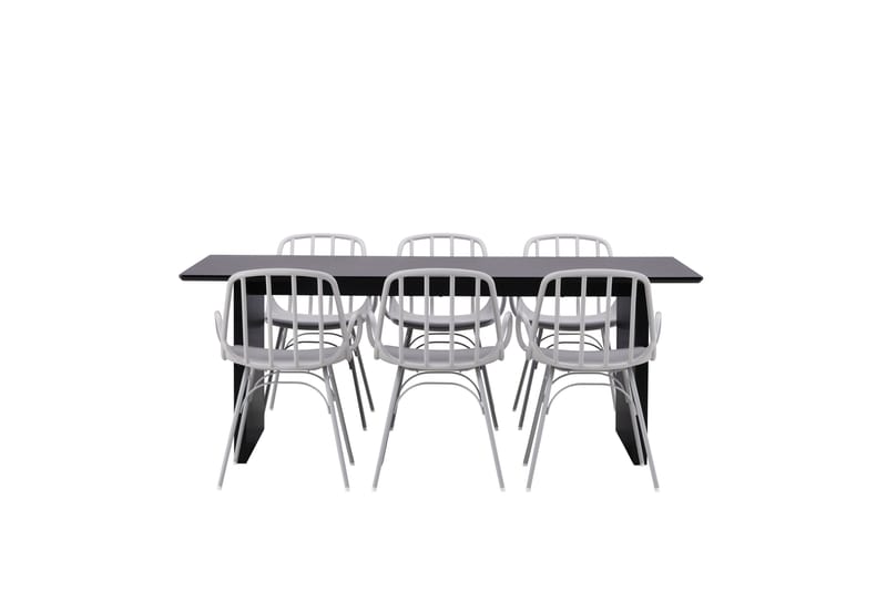 Vail Spisegruppe 200 cm Rektangulær med 6 Dyrön Stoler, Sort