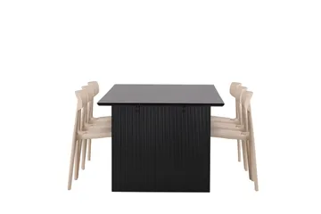 Vail Spisegruppe 200 cm Rektangulær med 6 Ursholmen Stoler - Beige - Møbler - Bord - Spisegruppe