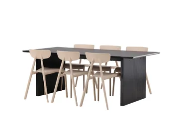 Vail Spisegruppe 200 cm Rektangulær med 6 Ursholmen Stoler - Beige - Møbler - Bord - Spisegruppe