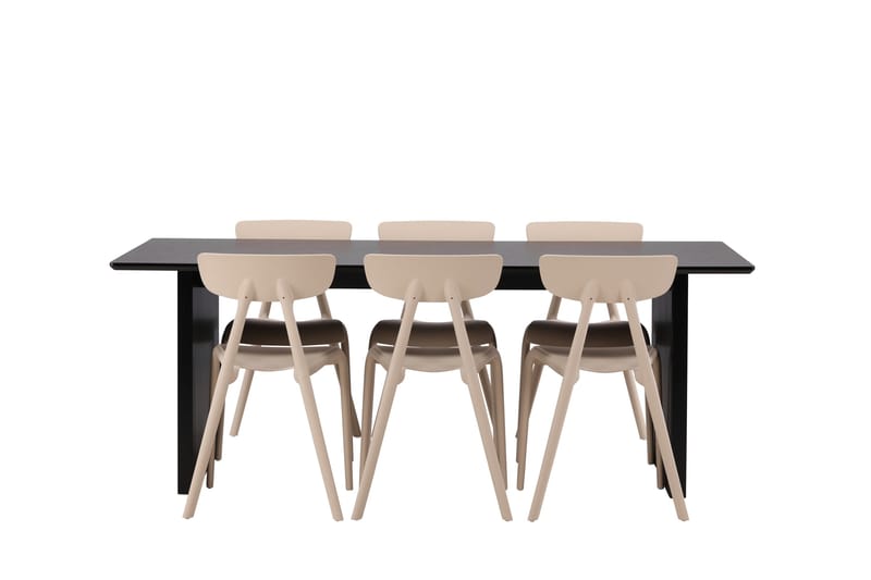 Vail Spisegruppe 200 cm Rektangulær med 6 Ursholmen Stoler, Beige