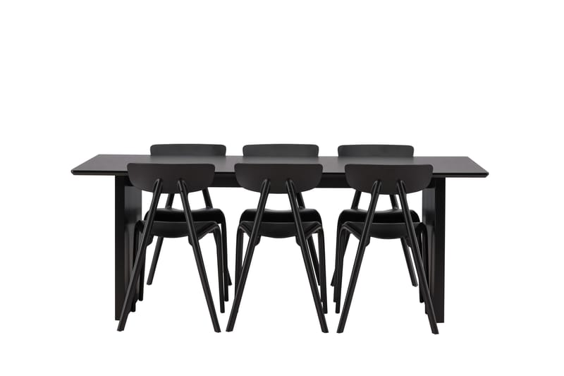 Vail Spisegruppe 200 cm Rektangulær med 6 Ursholmen Stoler, Sort