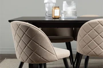 Vail Spisegruppe 200 cm Rektangulær med 6 Velvet Stoler - Beige - Møbler - Bord - Spisegruppe