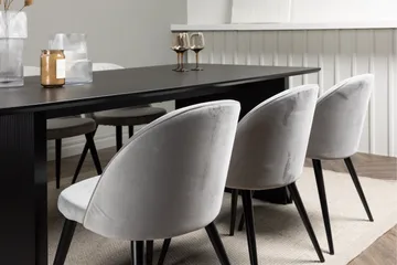 Vail Spisegruppe 200 cm Rektangulær med 6 Velvet Stoler - Sort - Møbler - Bord - Spisegruppe