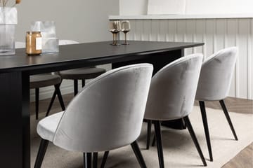 Vail Spisegruppe 200 cm Rektangulær med 6 Velvet Stoler - Sort - Møbler - Bord - Spisegruppe