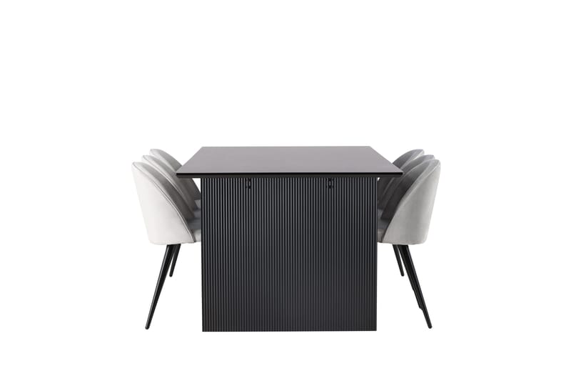 Vail Spisegruppe 200 cm Rektangulær med 6 Velvet Stoler - Sort - Møbler - Bord - Spisegruppe