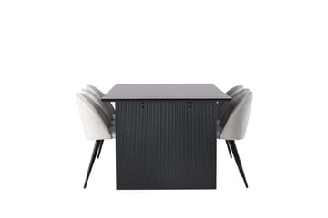 Vail Spisegruppe 200 cm Rektangulær med 6 Velvet Stoler - Sort - Møbler - Bord - Spisegruppe