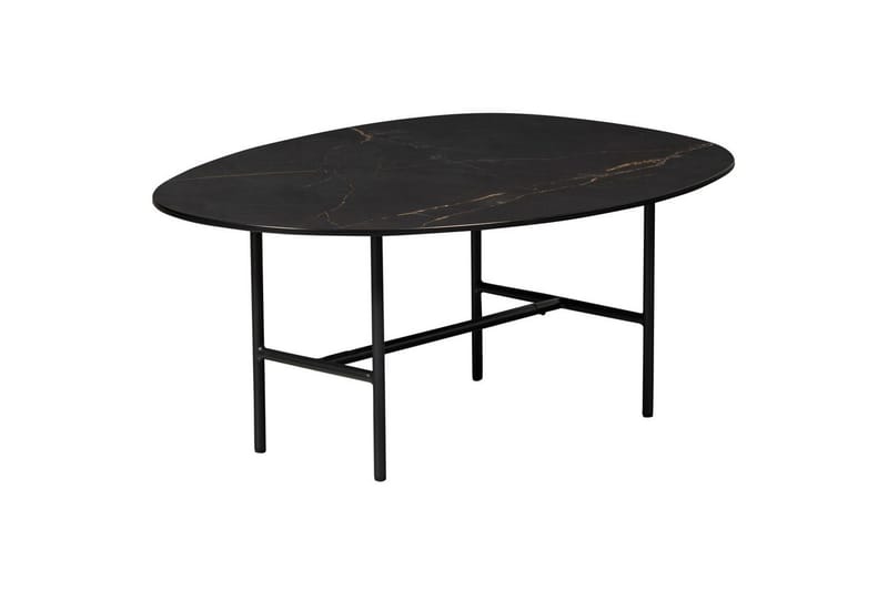 Vajen Sofabord 80x60 cm i Keramikk med Understell i Metall, Sort