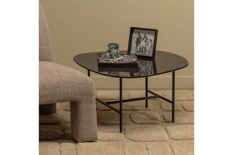 Vajen Sofabord 80x60 cm i Keramikk med Understell i Metall - Sort - Møbler - Bord - Marmorbord