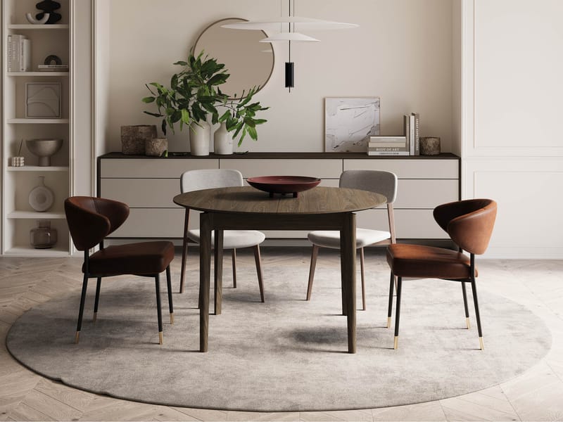 Valden Uttrekkbart Rundt Spisebord 120–240 cm i Tre med Eketrelook - Brun - Møbler - Bord - Spisebord & kjøkkenbord