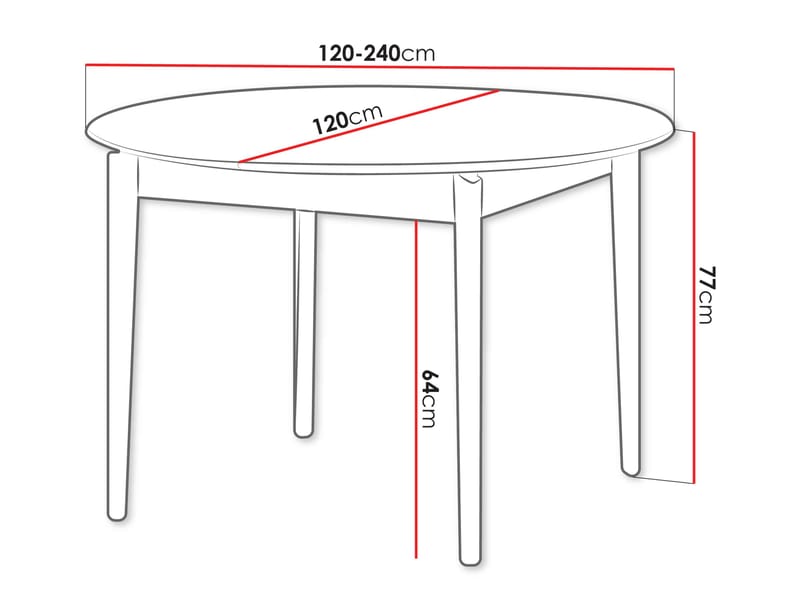 Valden Uttrekkbart Rundt Spisebord 120–240 cm i Tre med Eketrelook - Brun - Møbler - Bord - Spisebord & kjøkkenbord