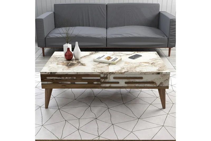 Valensiya Sofabord 105 cm - Valnøtt/Hvit - Møbler - Bord - Sofabord & salongbord