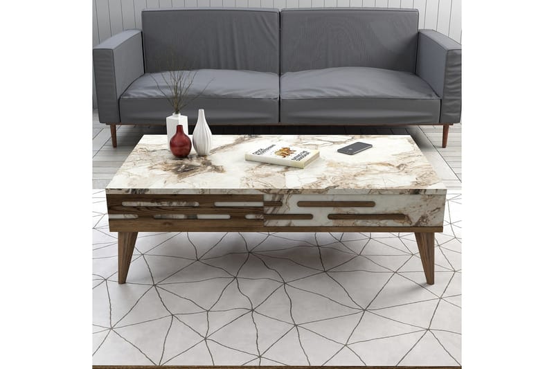 Valensiya Sofabord 105 cm - Valnøtt/Hvit - Møbler - Bord - Sofabord & salongbord