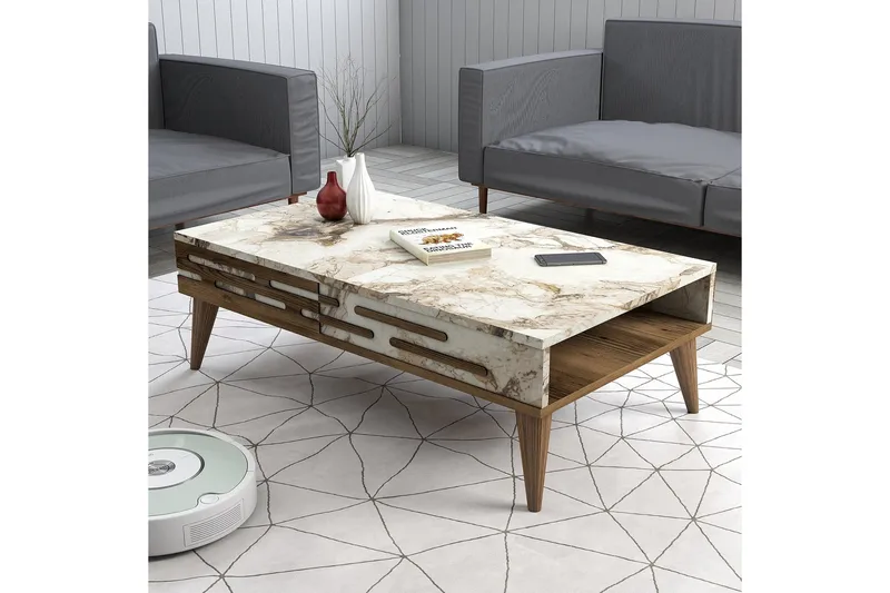 Valensiya Sofabord 105 cm - Valnøtt/Hvit - Møbler - Bord - Sofabord & salongbord