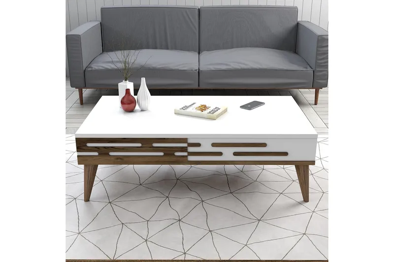 Valensiya Sofabord 105 cm - Valnøtt/Hvit - Møbler - Bord - Sofabord & salongbord