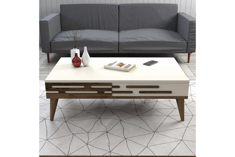 Valensiya Sofabord 105 cm - Valnøtt/Krem - Møbler - Bord - Sofabord & salongbord