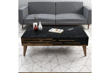 Valensiya Sofabord 105 cm - Valnøtt/Svart/Marmor - Møbler - Bord - Sofabord & salongbord