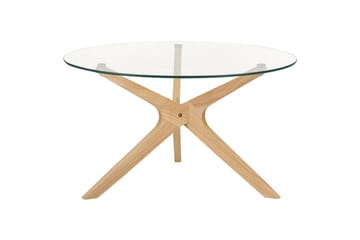 Valley Rundt Salongbord i Glass med Trebent Understell i Tre - Klar - Møbler - Bord - Sofabord & salongbord