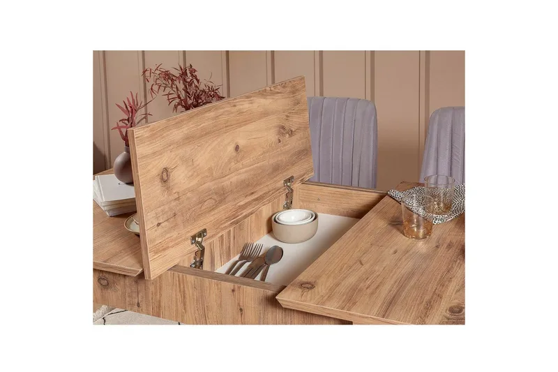 Valsot Spisegruppe 129 cm Rektangulær - Natur/Grå - Møbler - Bord - Spisegruppe