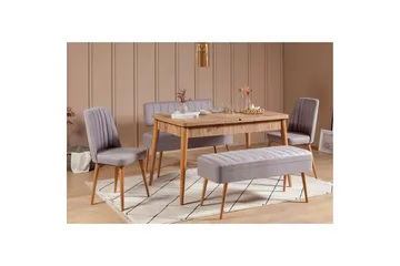 Valsot Spisegruppe 129 cm Rektangulær - Natur/Grå - Møbler - Bord - Spisegruppe