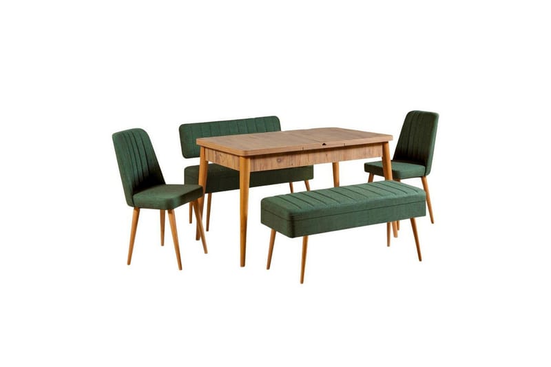 Valsot Spisegruppe 129 cm Rektangulær, Natur/Grønn