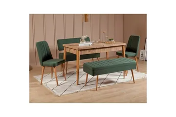 Valsot Spisegruppe 129 cm Rektangulær - Natur/Grønn - Møbler - Bord - Spisegruppe