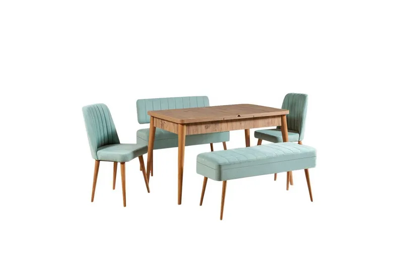 Valsot Spisegruppe 129 cm Rektangulær, Natur/Grønn