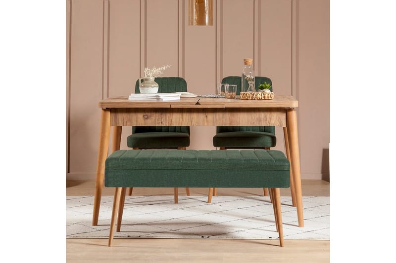 Valsot Spisegruppe 129 cm Rektangulær - Natur/Grønn - Møbler - Bord - Spisegruppe