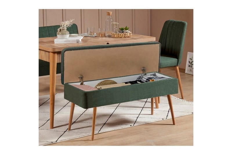 Valsot Spisegruppe 129 cm Rektangulær - Natur/Grønn - Møbler - Bord - Spisegruppe