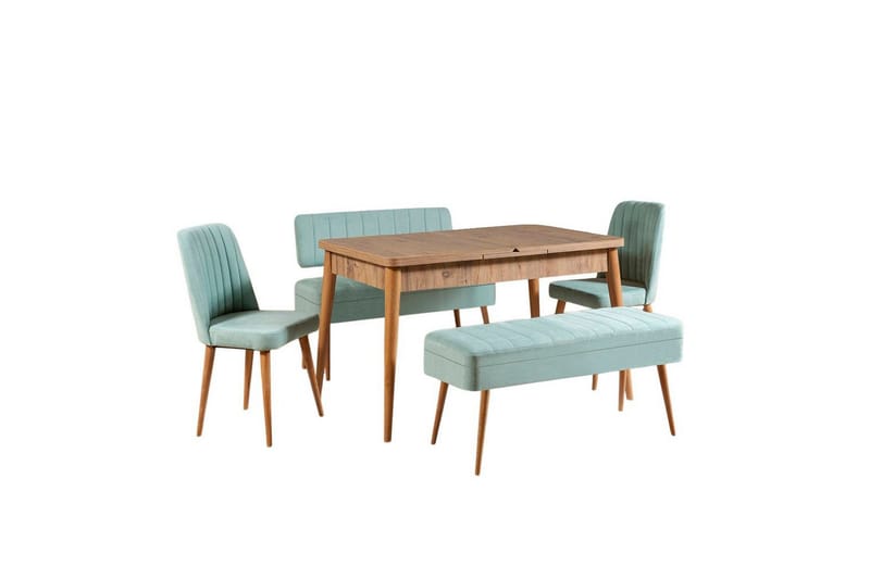 Valsot Spisegruppe 129 cm Rektangulær, Natur/Grønn