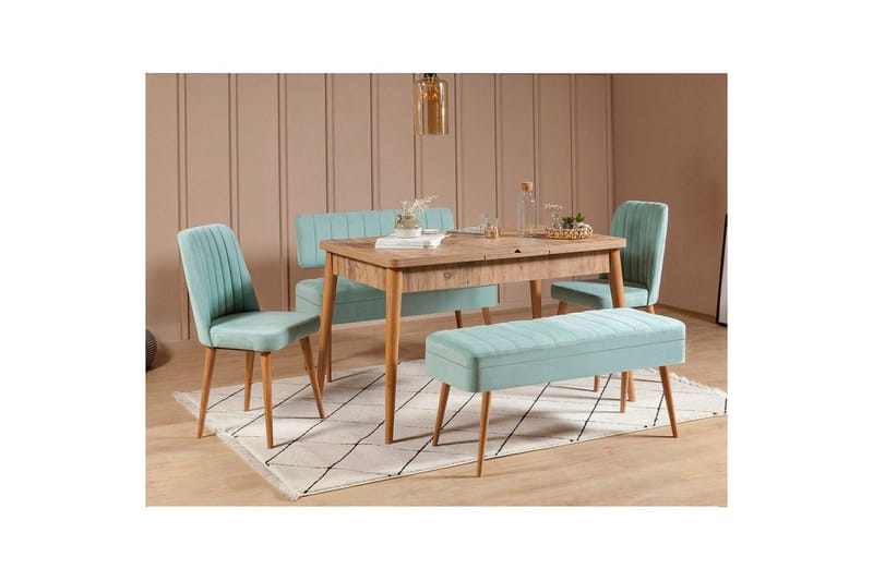 Valsot Spisegruppe 129 cm Rektangulær - Natur/Grønn - Møbler - Bord - Spisegruppe