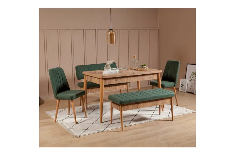 Valsot Spisegruppe 130 cm Rektangulær - Natur - Møbler - Bord - Spisegruppe