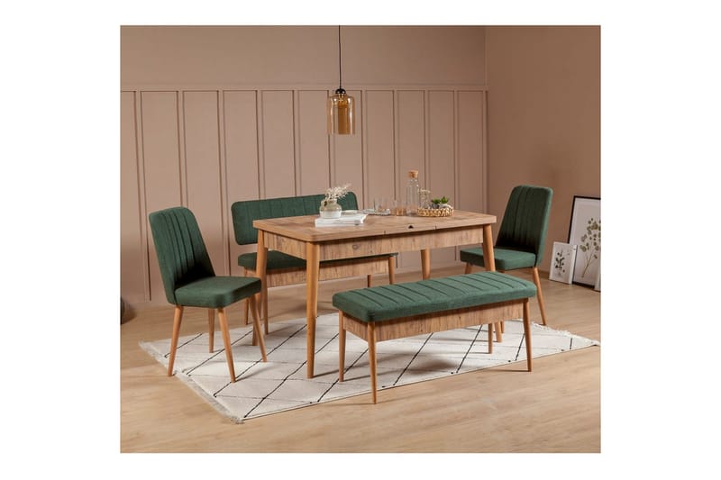 Valsot Spisegruppe 130 cm Rektangulær - Natur - Møbler - Bord - Spisegruppe