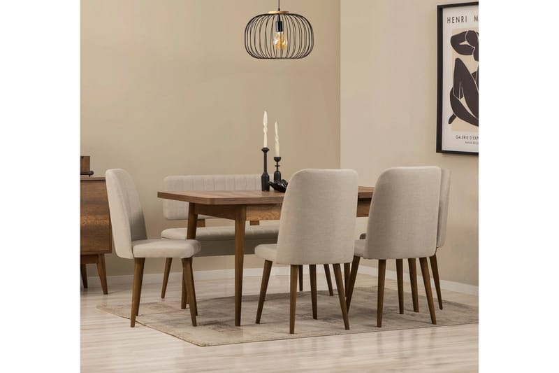 Valsot Spisegruppe Rektangulær - Beige - Møbler - Bord - Spisegruppe