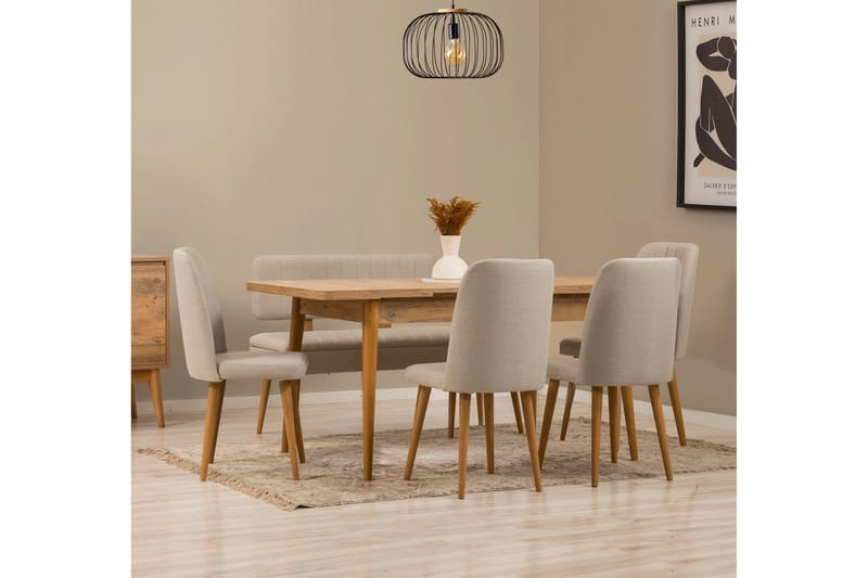 Valsot Spisegruppe Rektangulær - Beige - Møbler - Bord - Spisegruppe