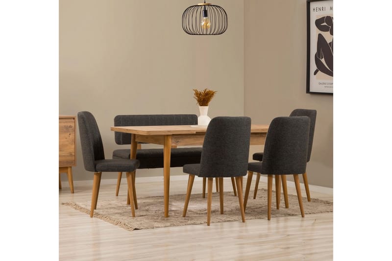 Valsot Spisegruppe Rektangulær - Mørkegrå - Møbler - Bord - Spisegruppe