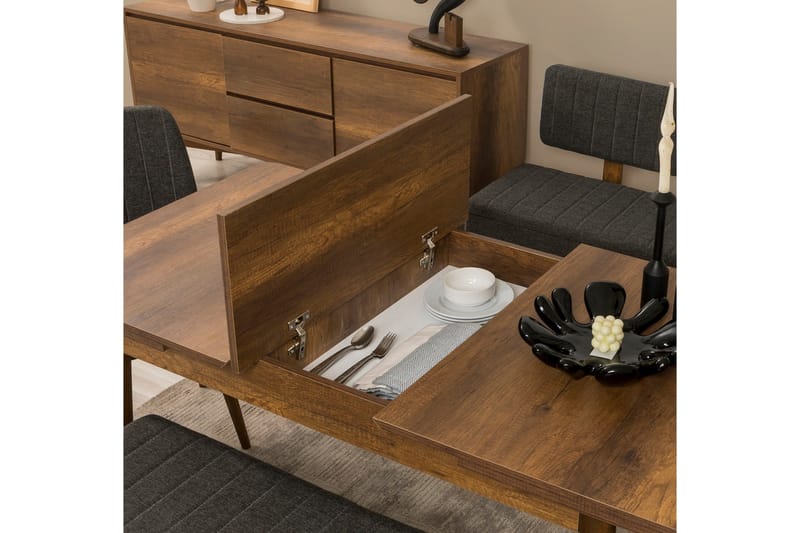 Valsot Spisegruppe Rektangulær - Mørkegrå - Møbler - Bord - Spisegruppe