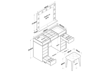 Varlin Sminkebord 120 cm - Hvit - Møbler - Bord - Sminkebord & toalettbord