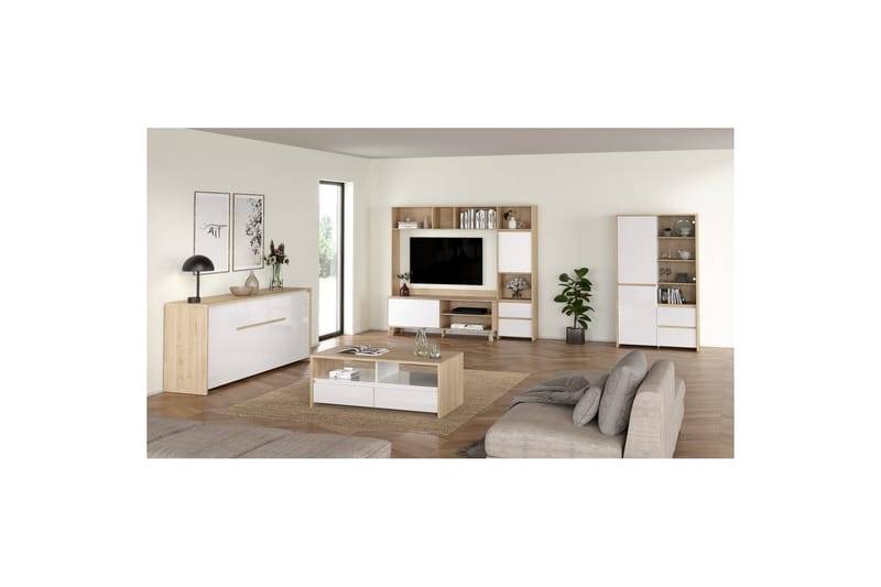 Varun Sofabord 120 cm - Hvit/Natur - Møbler - Bord - Sofabord & salongbord