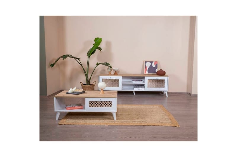 Velin Sofabord 55 cm - Mellomfarget tre/Hvit - Møbler - Bord - Sofabord & salongbord