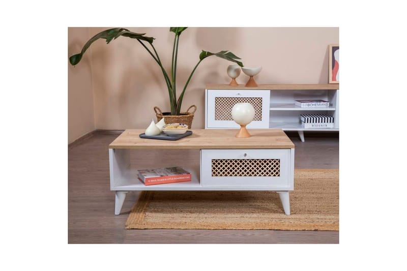 Velin Sofabord 55 cm - Mellomfarget tre/Hvit - Møbler - Bord - Sofabord & salongbord